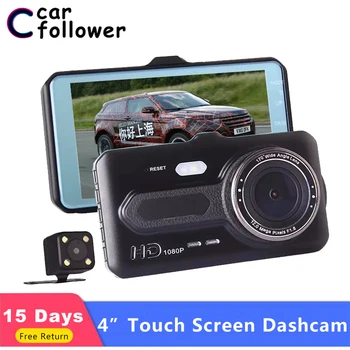 

Car Follower 4 Inch Full HD 1920x1080 Car DVR Touch Screen Driving Video Recorder Dual Lens Auto Dash Camera For Car Recording