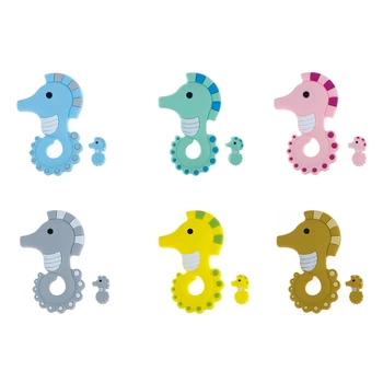 

Cute Sea Horse Baby Teether Animal Silicone Beads Chew Charms Food Grade Silicone Teether Beads Set Toy Gift