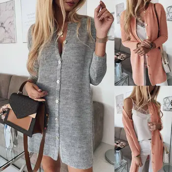 

Women Long Cardigan Loose Sweater Long Sleeve Knitted Outwear Tops Sprint Autumn Clothes Casual Sweaters
