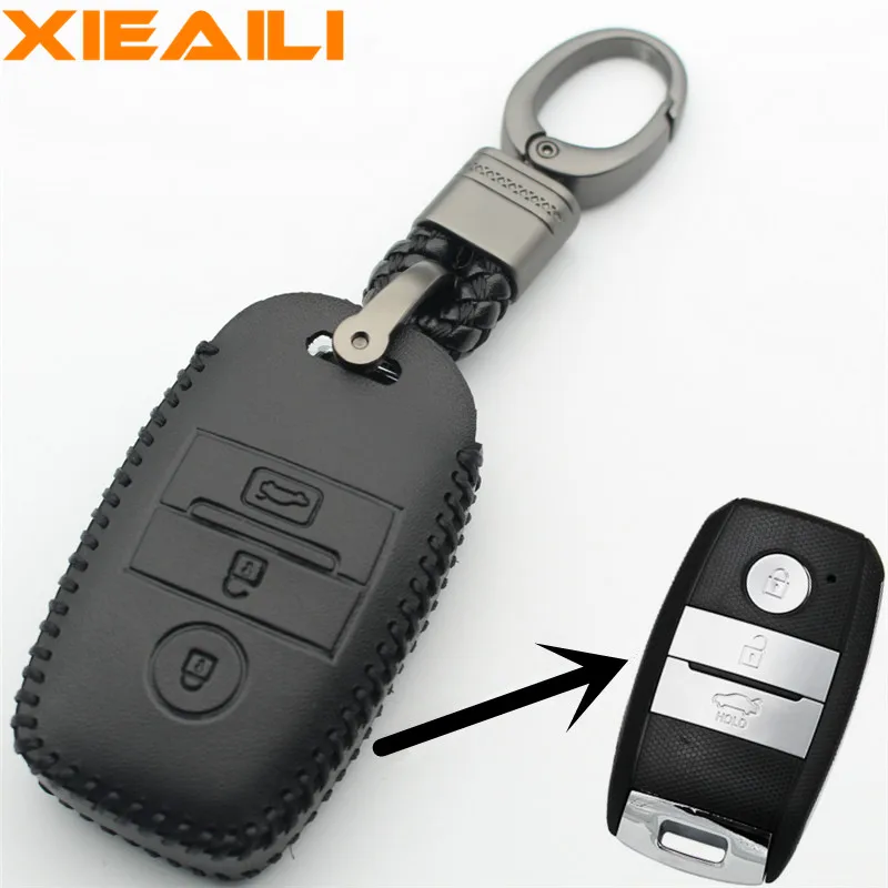 XIEAILI из натуральной кожи 3 Смарт-Кнопка держатель чехол для Kia KX3/KX5/K3S/RIO/Ceed/Cerato/K5/Sportage/Sorento(B) S259