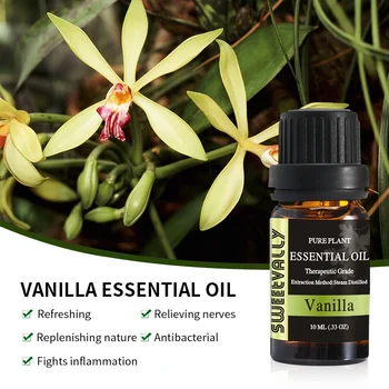 

10ml Vanilla Essential Oil For Aromatherapy Diffusers Organic Body Relieve Stress Oil Air Freshening Help Sleep