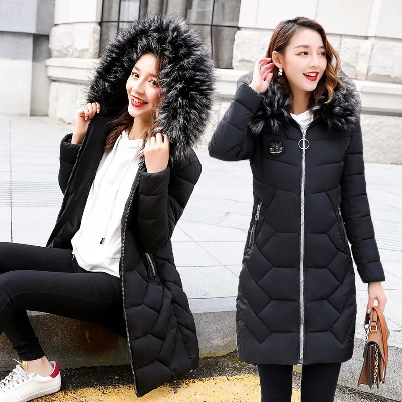 

2019 New Style Korean-style Cotton-padded Clothes Women's X-long down Jacket Cotton-padded Clothes Fashion Joint Slimming Da Mao