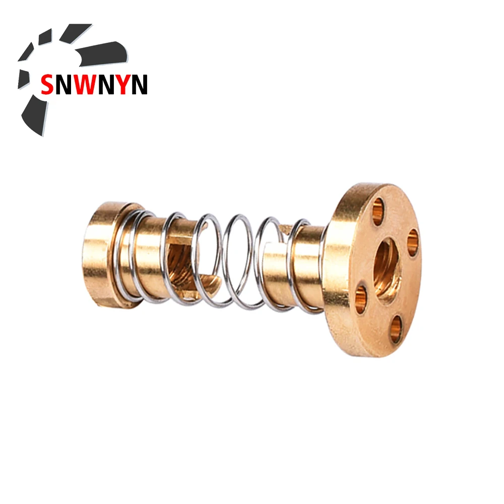T8 Anti Backlash Nut Spring Loaded Elimination Gap Nut For 8mm Acme Threaded Rod Lead Screws DIY Brass CNC 3D Printer Parts lead screw