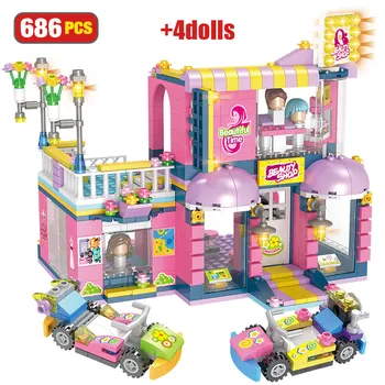 

Friends Girls Bricks Villa Pool Party Building Blocks City Street View House Shop Figures DIY Educational Gifts Toys for Girls