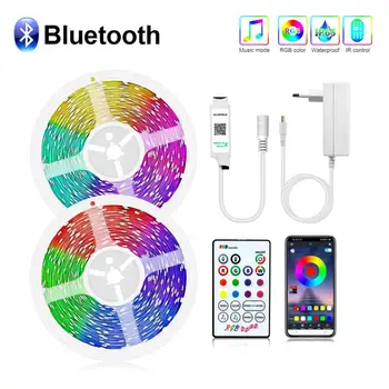 

RGB Bluetooth LED Strip light SMD 5050 DC12V TV Backlight Ribbon lamp LED Lights Tape Diode 5m 10m 15m Flexible Mini Controller