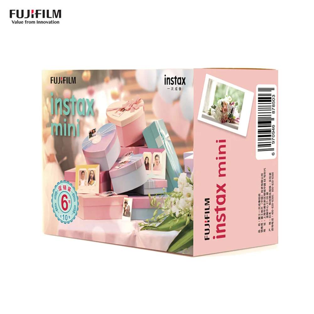 60 Sheets/Set Fujifilm Instax Mini Film Instant Camera White Edge Photo Paper for Instax Mini LiPlay 9 8 7s 25 70 90 SP-2 Camera