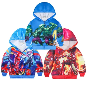 

Spring Boys Hooded Coats Outerwear Children Cartoon Spiderman Jacket Coats Jackets Hooded For Kids Clothes Baby Boy Jackets