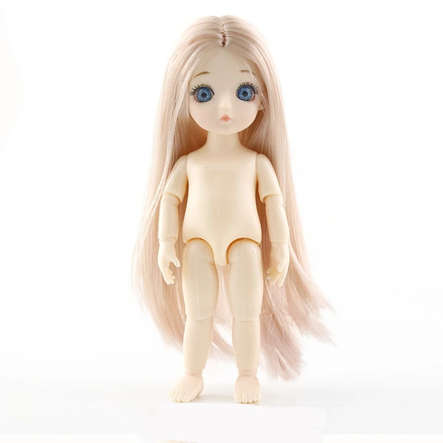 New Mini 16cm BJD Doll Naked Nude Baby Body 13 Movable Jointed  3D Realistic Eyes Fashion Dolls For Girls Birthday Present 24