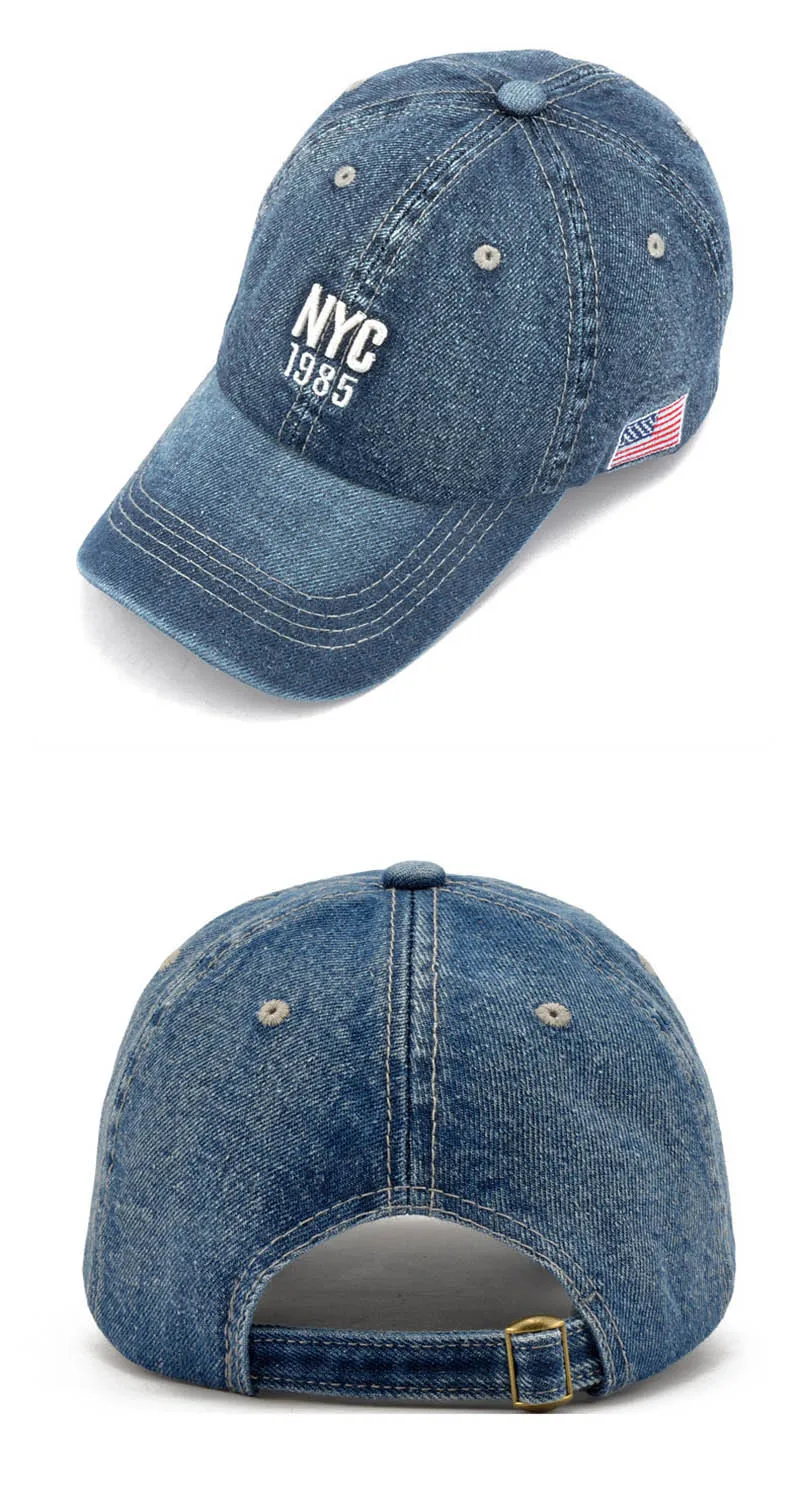 New Fashion Denim Baseball Cap Men Women Letter Embroidery USA Flag Jeans Snapback Hip Hop Teenage Sport Casquette Gorras CP0478 (4)