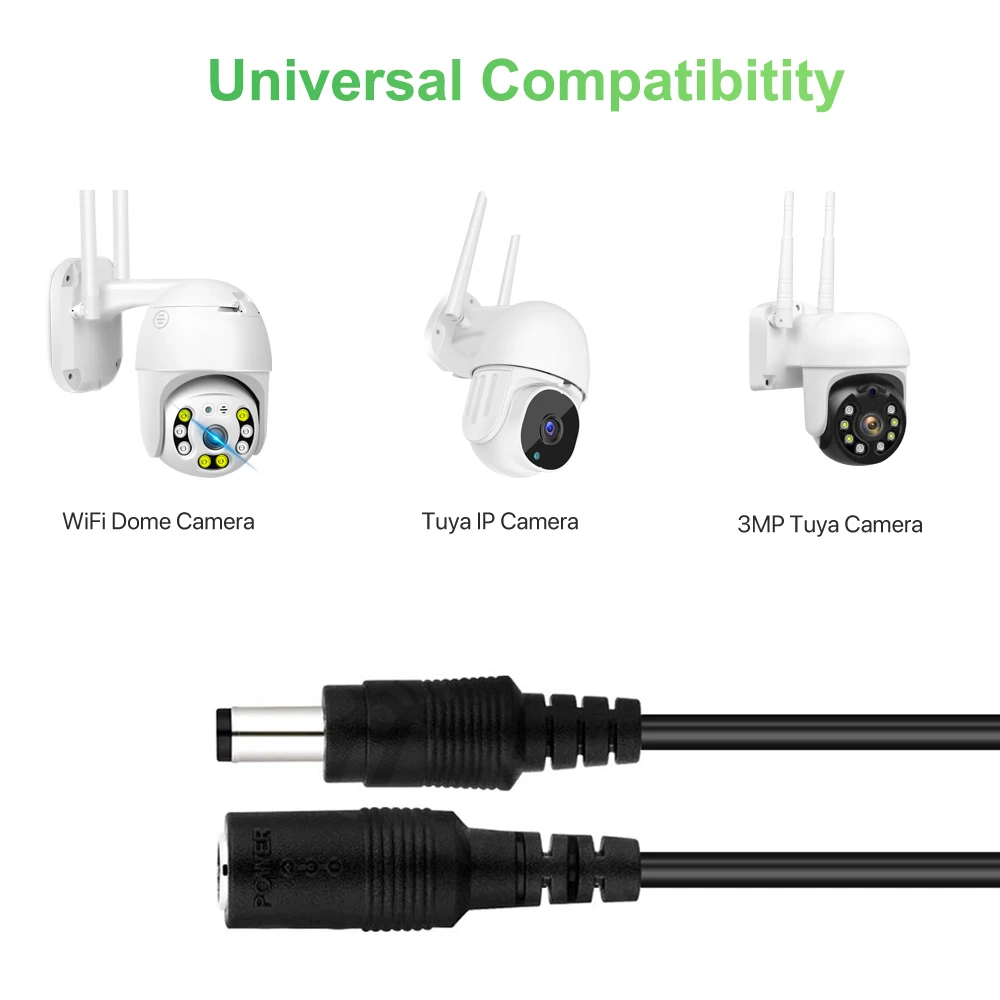 6 Meters/32.8ft Length DC 12V Power Adapter 10m Extension Cable For CCTV Security IP Camera Power Adapter 5.5x2.1mm DC Plug 6