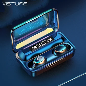

Wireless Earphones Bluetooth 5.0 Earphone support Xiaomi iPhone with 2200mah power bank 9D Stereo TWS Earbuds Visture F9