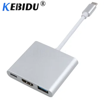 

KEBIDU 4K Usb c HDMI Type c HDMI USB 3.1 Converter Adapter Typec to HDMI HDMI/USB 3.0/Type-C HUB Cable Aluminum For Macbook