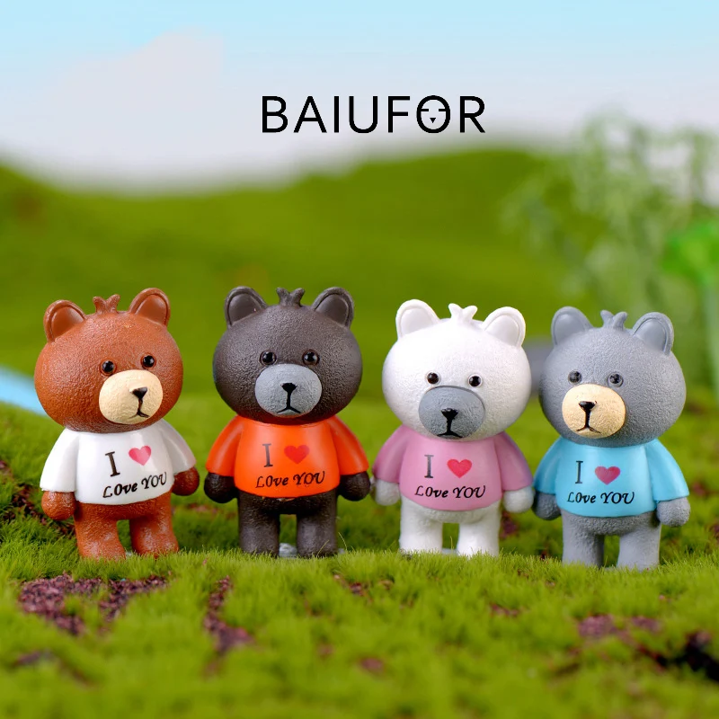 BAIUFOR миниатюрные &quotLove you&quot пара медведей сказочные садовые DIY фигурки террариума