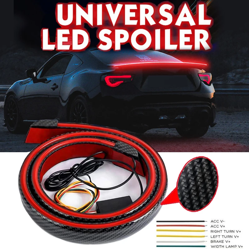 Okeen 12V Universal Carbon Fiber Black Led Spoiler Lights