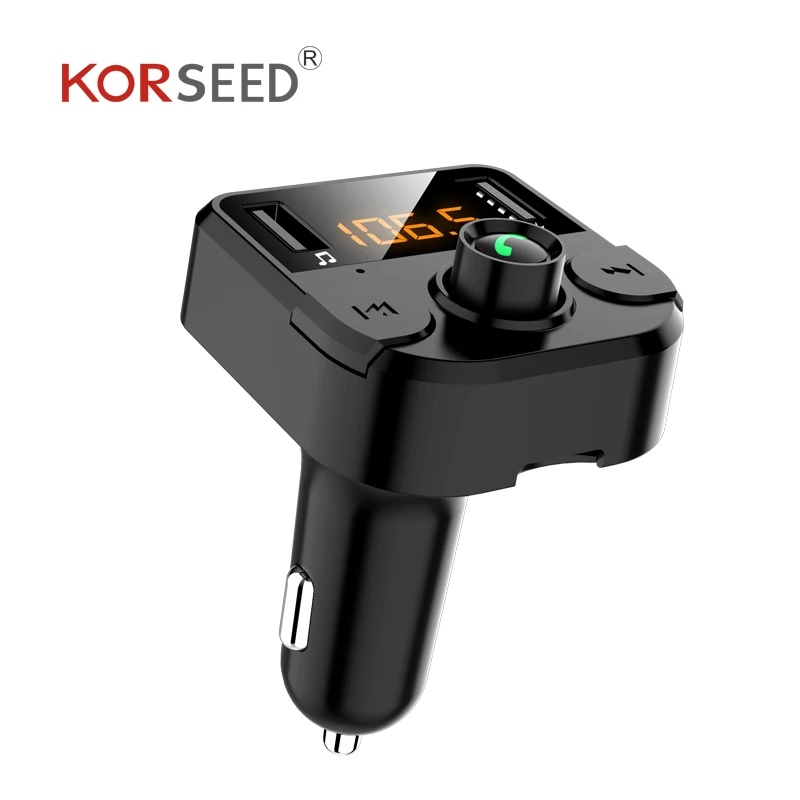 Автомобильное зарядное устройство KORSEED с двумя USB портами и FM передатчиком Bluetooth