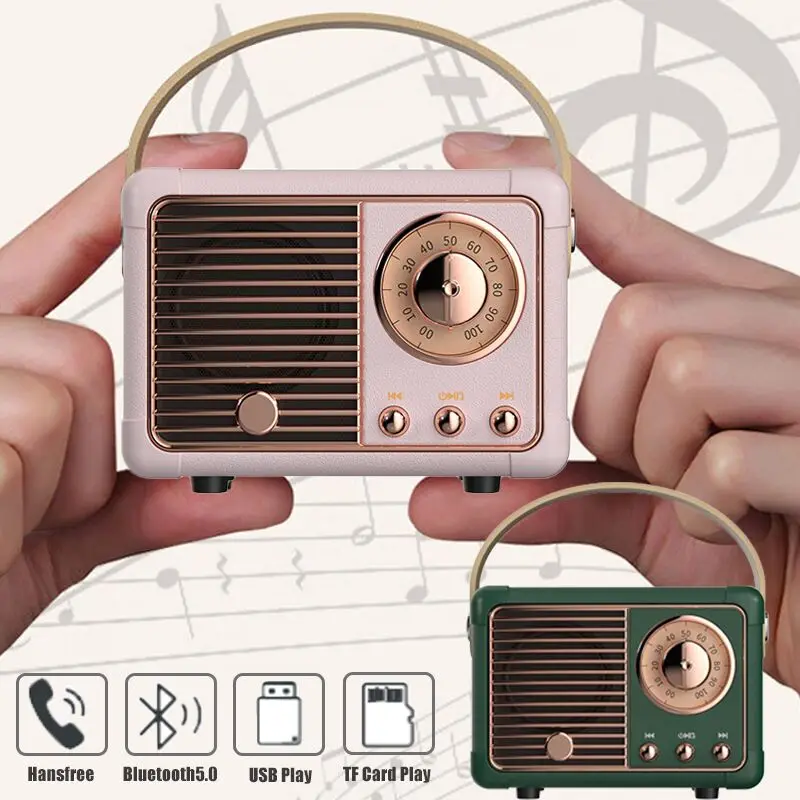Мини Ретро FM радио беспроводной Bluetooth динамик Hi-Fi музыкальный плеер с AUX USB TF слот
