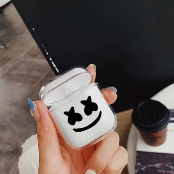 

Transparent Case For Apple Airpods 2 1 Pro White DJ Marshmallow Mask Hard Case For Airpod Earphone Capa For air pods Pro Box