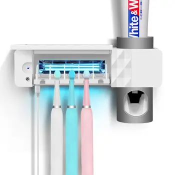 

Bathroom Automatic UV Light Toothpaste Dispenser Sterilizer Ultraviolet Toothpaste Squeezer Toothbrush Holder Cleaner