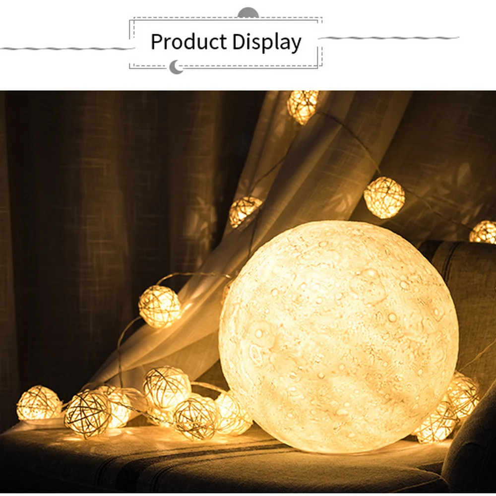 3D Printing Galaxy Moon Light LED Night Light USB Creative Rechargeable Touch Home Decoration Globe BedroomChildren Lover Gift