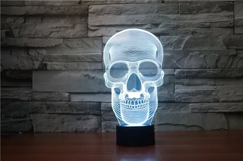 

The Skeleton 3D Lamp LED USB Creative Skull 3d Night light 7 Color Change Acrylic Remote Touch Switch bedroom Desk lamp
