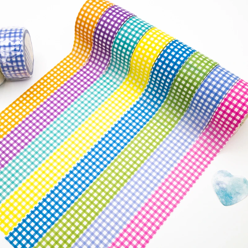

Colored Grid Series Washi Tape Set Handmade Gift Masking Scrapbook Decorative Adhesive Paper Tape DIY Office Stationery 1PCS 5M