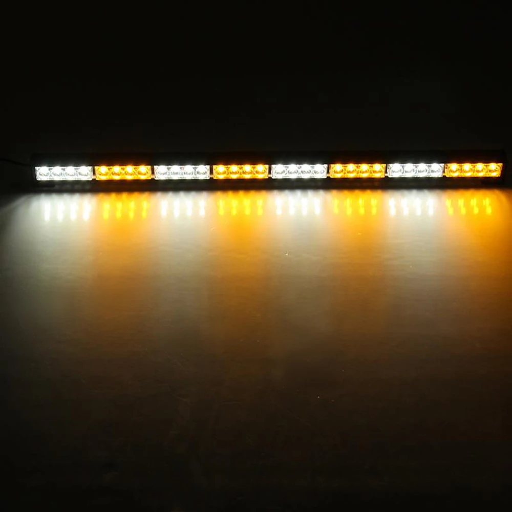 yellow white yellow Hehemm 32 светодиодный вспышка стробоскоп Предупреждение свет для Полиция чрезвычайных предупреждение об опасности света DC 12 V - Испускаемый цвет: yellow white yellow