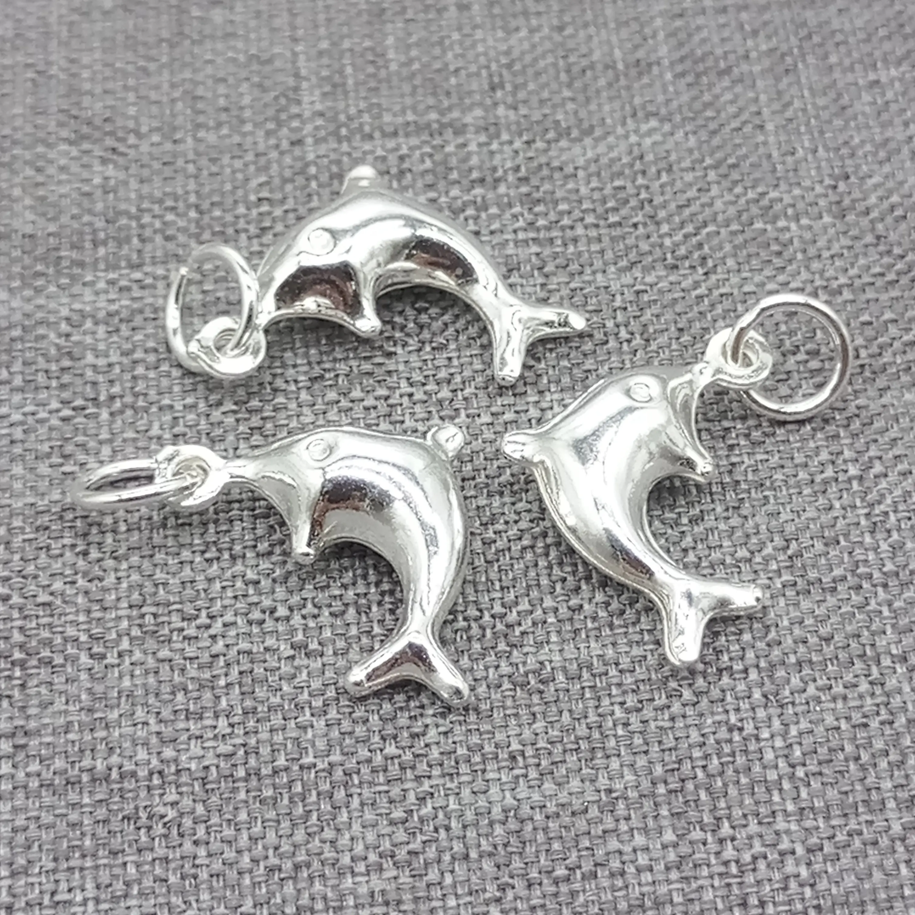 

5 Pieces 925 Sterling Silver Shiny Hollow Dolphin Charms Ocean Sea Pendants