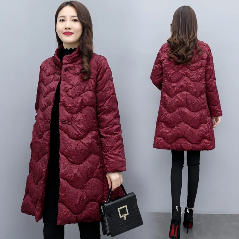 

Autumn And Winter Women's Casual Comfortable Elegant Warm Long Simple And Elegant Cotton-padded Clothes Cotton Coat