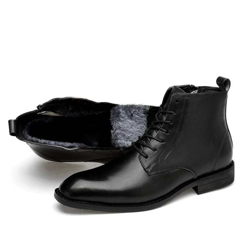 Осенне-зимняя обувь; мужские ботинки наивысшего качества из натуральной кожи; водонепроницаемые зимние деловые ботинки; резиновая обувь на шнуровке; Прямая поставка