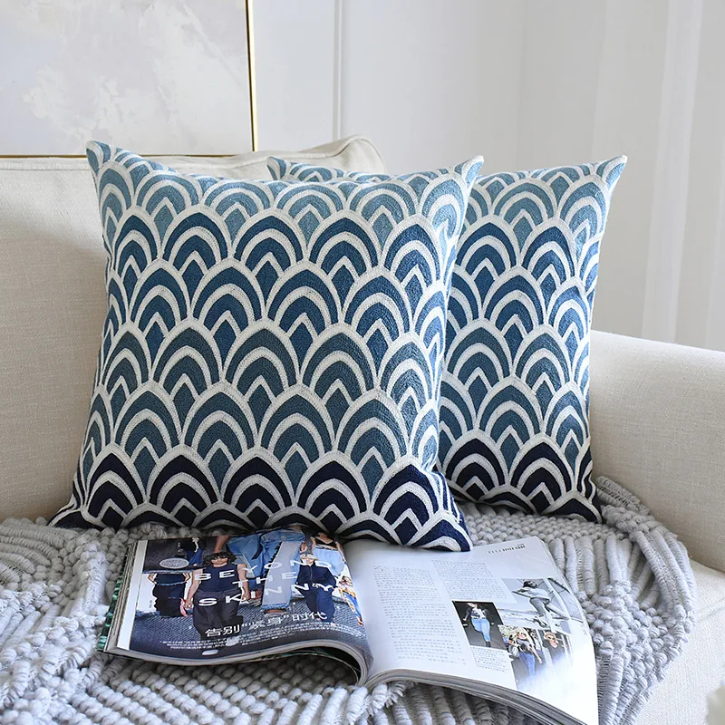 Solid Durable Cotton Cushions Covers Mediterranean Sea