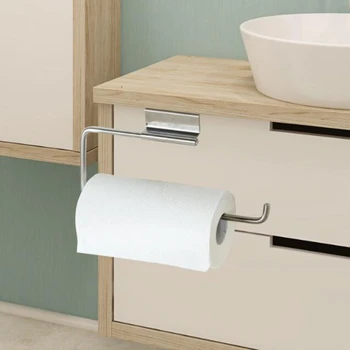 

Stainless Steel Punch-Free Revolving Door Back Kitchen Roll Holder Multi-Function Kitchen Toilet Dual-Purpose Storage Rack