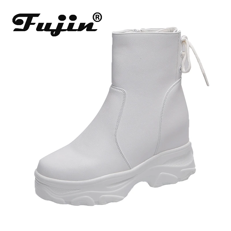 

Fujin Women Thick Bottom Snow Boots 2020 New Lace Up Boots Female Ankle Boots Dropshipping Winter Warm Platform Wedge Heel Shoes