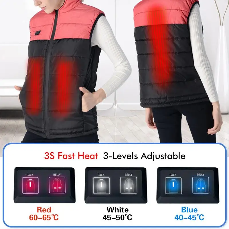  Waterproof Men Women Outdoor Dual Control USB Infrared Heating Vest Jacket Winter Electric Thermal 