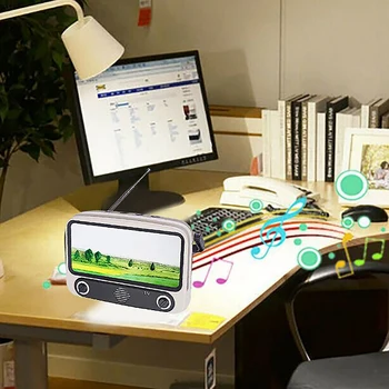 

Retro TV Bluetooth Speaker, Portable TV Shape Speaker, Phone Stand Radio, Handheld Stereo Music Player(Gray)