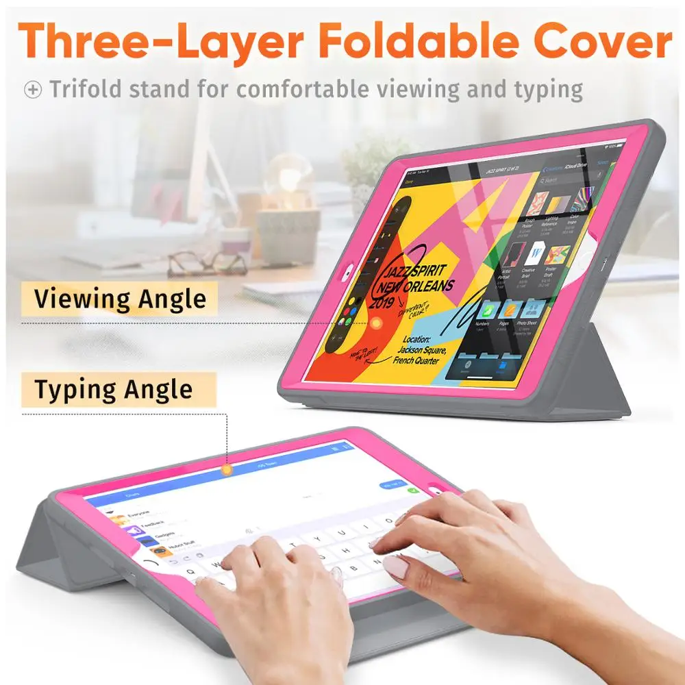 For Ipad 7th 8th Generation 2019 2020 Case with Pencil Holder Ultra Slim Auto-Sleep Smart Cover for Ipad cases 10.2 Inch