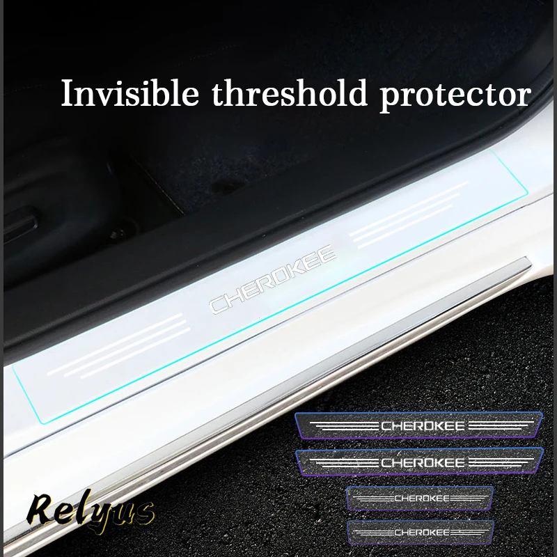 4 шт. прозрачная защитная пленка для порога автомобильной двери декоративные