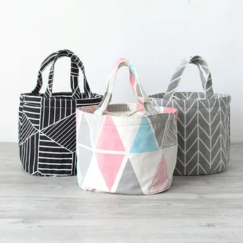 

50PCS / LOT Lunch Bag Women kids Men Portable Cute Cooler Lunch Tote Canvas Insulation Package Bento Pouch