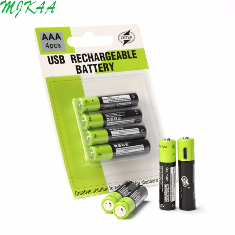 ZNTER 2/4 шт. 1,5 в AAA Перезаряжаемые Батарея 600 мА/ч, USB, Перезаряжаемые литий-полимерный Батарея быстрой зарядки