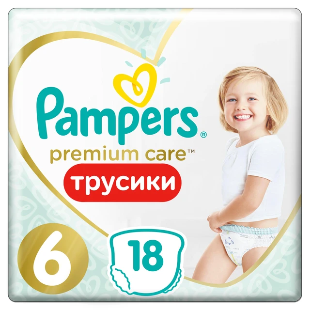 Couches-culottes Pampers Premium Care 15 + kg, taille 6, 18 pièces