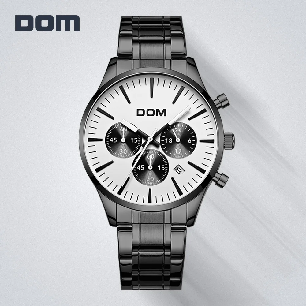 DOM новая стильная мужская спортивная рубашка с короткими рукавами часы Soild