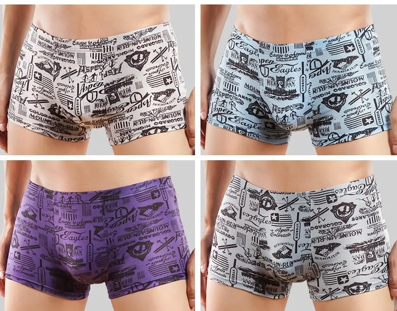 4 шт./партия, большие размеры, мужские хлопковые трусы-боксеры, нижнее ...