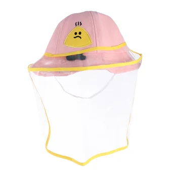 

2pcs Protection Cap with Detachable Face Cover Fisherman Hat Dust-proof Cap Sun Protection Hat (Pink Kids Size Cap + Face Cover)