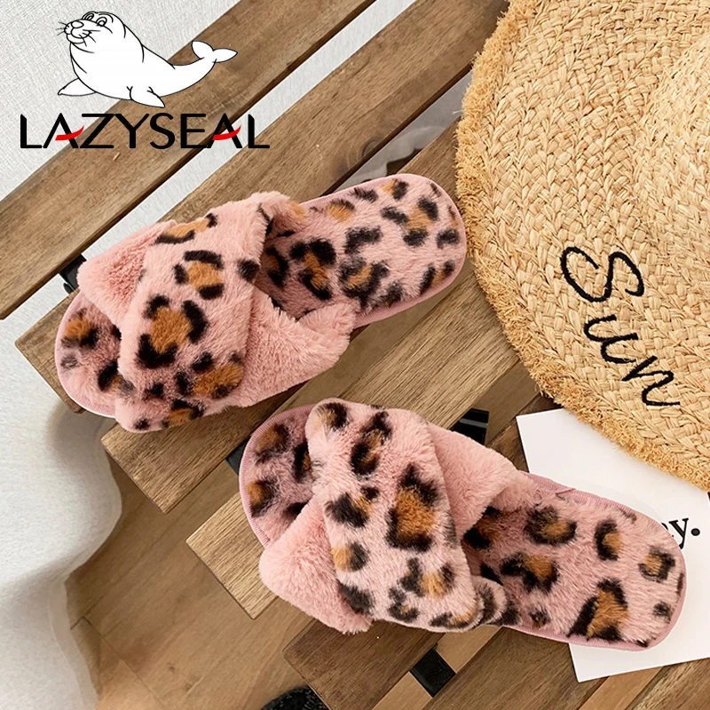 LazySeal/ г. Зимние домашние теплые меховые тапочки женская обувь женские домашние тапочки леопардовые женские шлепанцы теплая Домашняя обувь для женщин