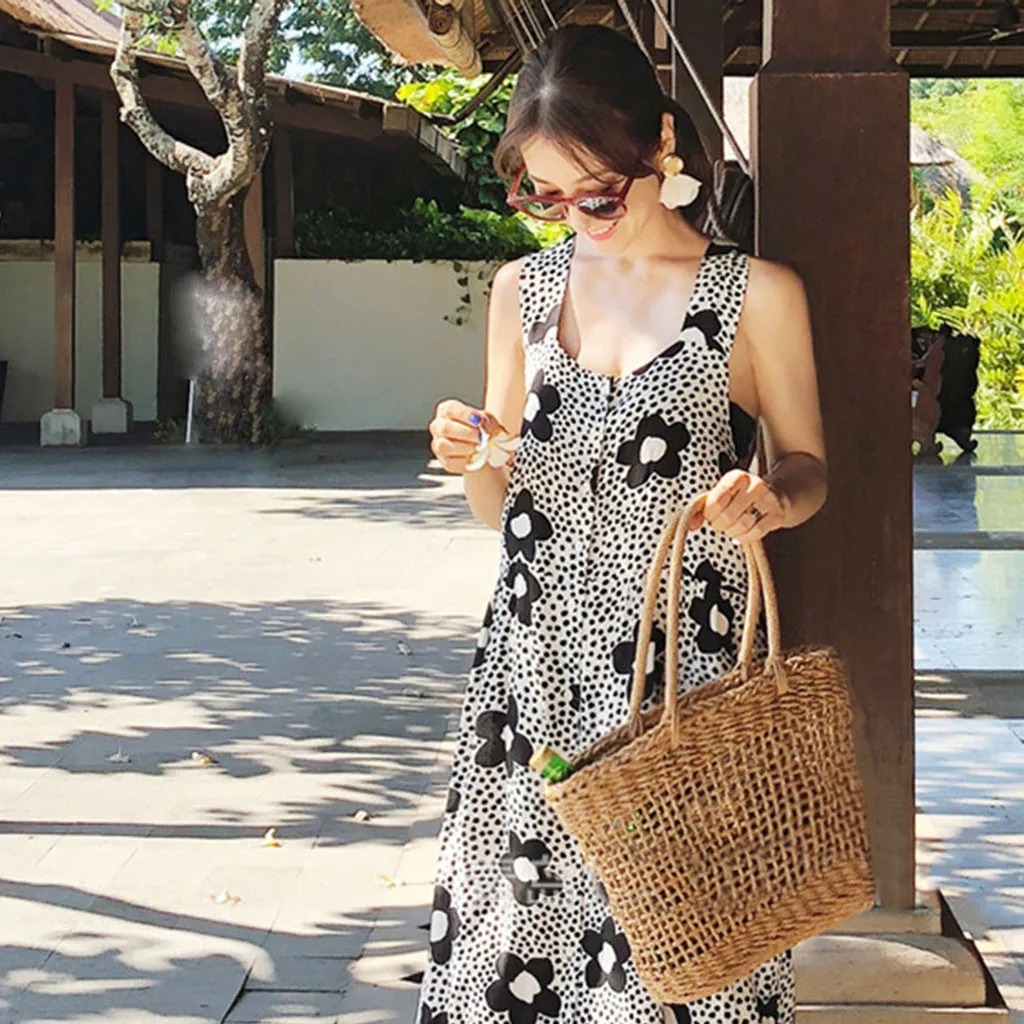 Женская сумка из ротанга Boho большая плетеная Сумка через плечо в стиле ретро