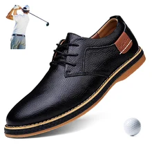 

Large Size 38-48 Genuine Leather Golf Shoes Trendy Men's Outdoor Golfing Exercise Sneakers Leather Male Leisure Shoes