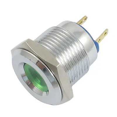 

MQ16 DC 12V Two Pins Terminals Green Light Signal Indicator Pilot Lamp