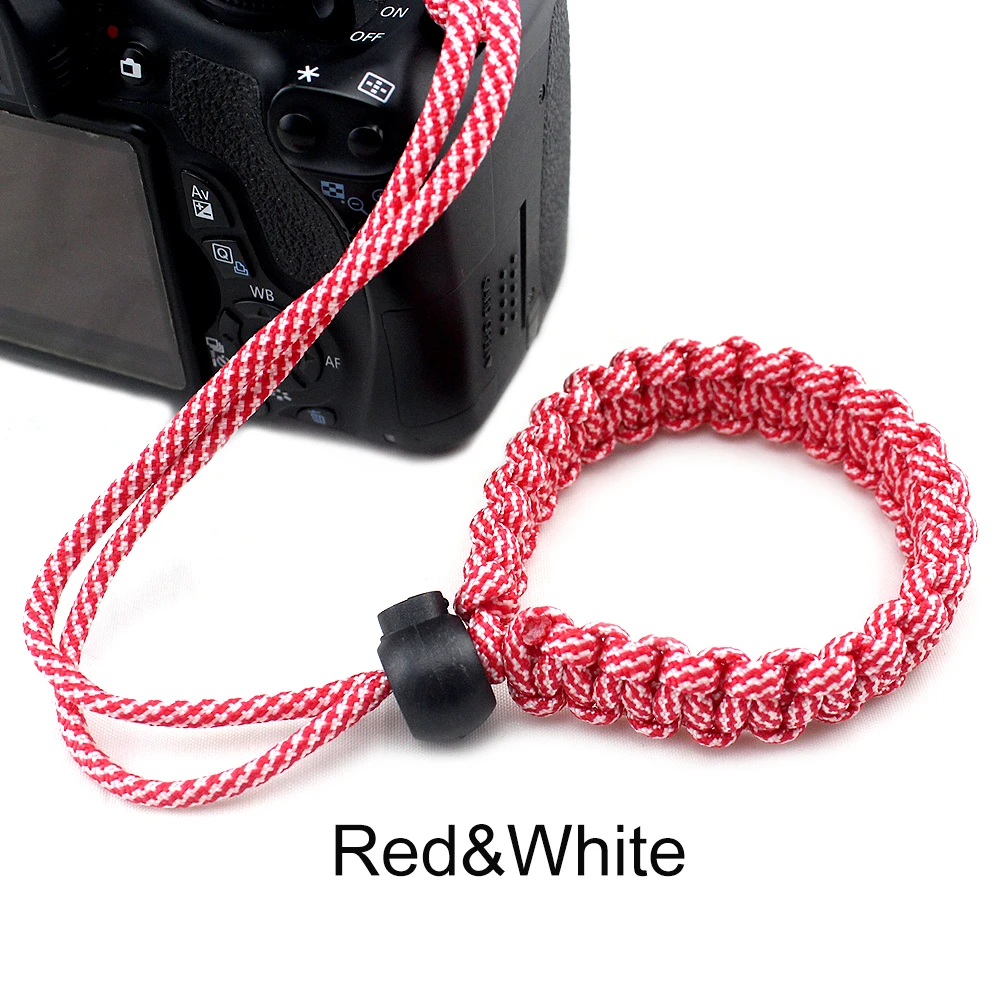 Красочный нейлоновый ремешок для камеры ручной захват Paracord плетеный браслет Nikon Canon sony Pentax Panasonic аксессуар для камеры DSLR - Цвет: red white