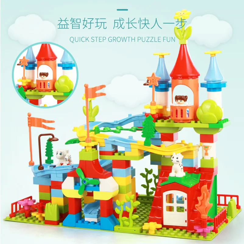 

New Style Building Blocks Compatible Fight Inserted 155 Granule Large Granule Rail Train Castle Educational DIY Inserted Buildin