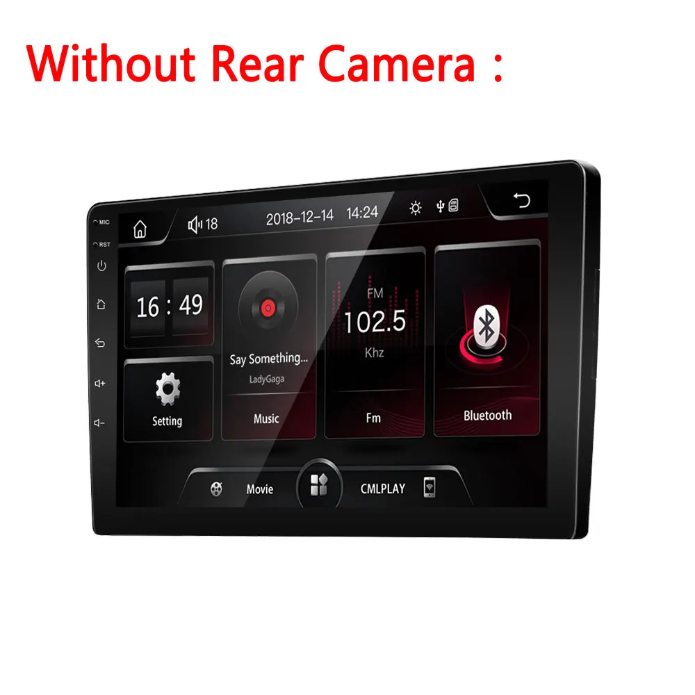 Podofo 9 ''2 Din автомобильное радио стерео 2.5D зеркало из закаленного стекла MP5 Bluetooth FM радио приемник Кассетный рекордер Стерео Авторадио - Цвет: Without Rear Camera
