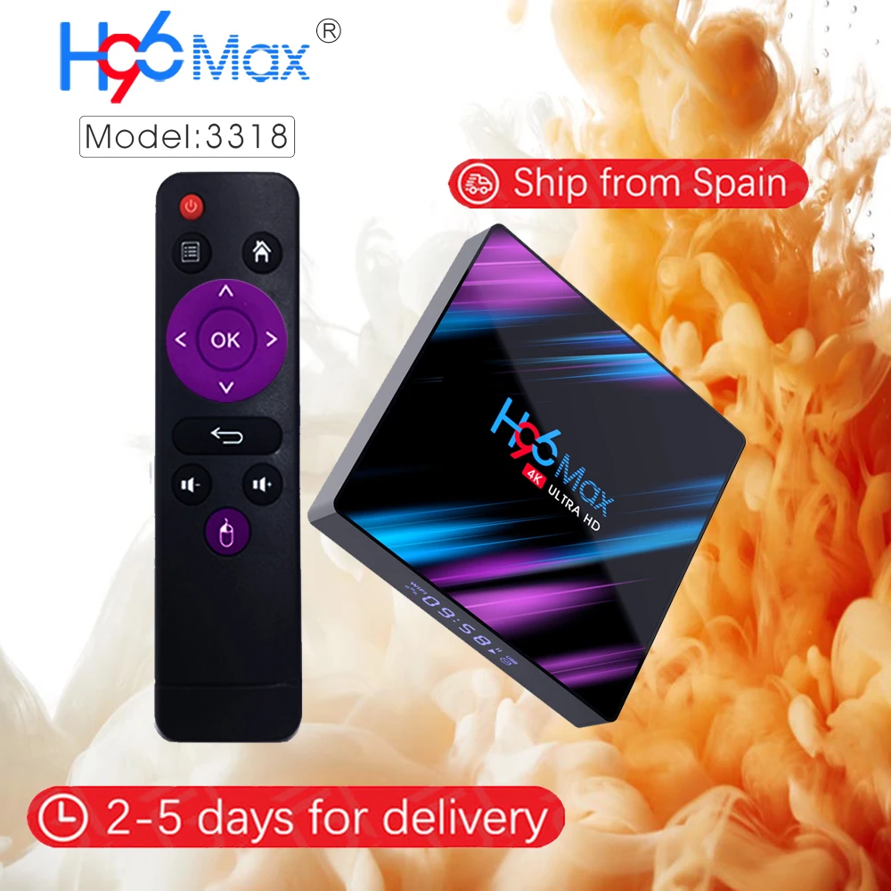 H96 MAX Android tv Box 9,0 Rockchip RK3318 2G 4G 16 GB 32 GB 64 GB 4 K Smart tv Box 2,4& 5,0G WiFi Bluetooth 4,0 IP tv Android